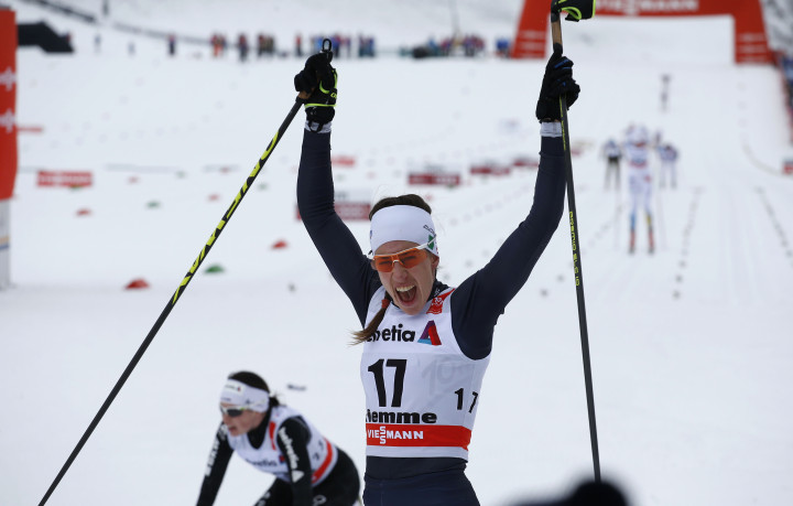 Virginia De Martin Topranin during the ladies'  FIS Tour de ski cross-country skiing 10km mass start classic race on the lago di Tesero track in Val di Fiemme January 9, 2016.